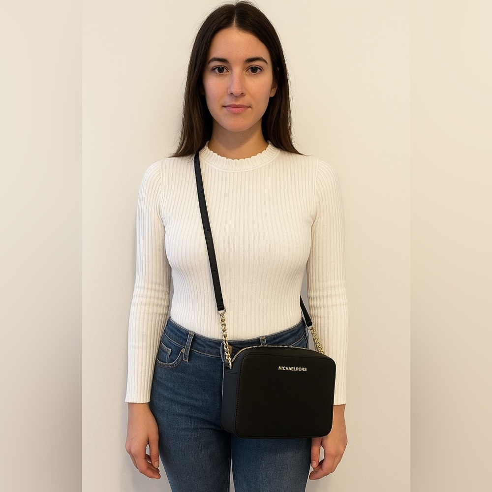 Michael Kors Black Crossbody with Gold Chain